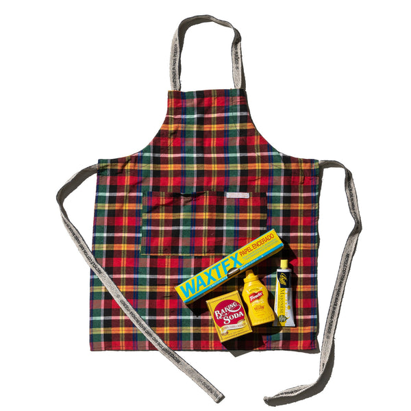RECYCLE COTTON CHECK APRON / Red x Green
