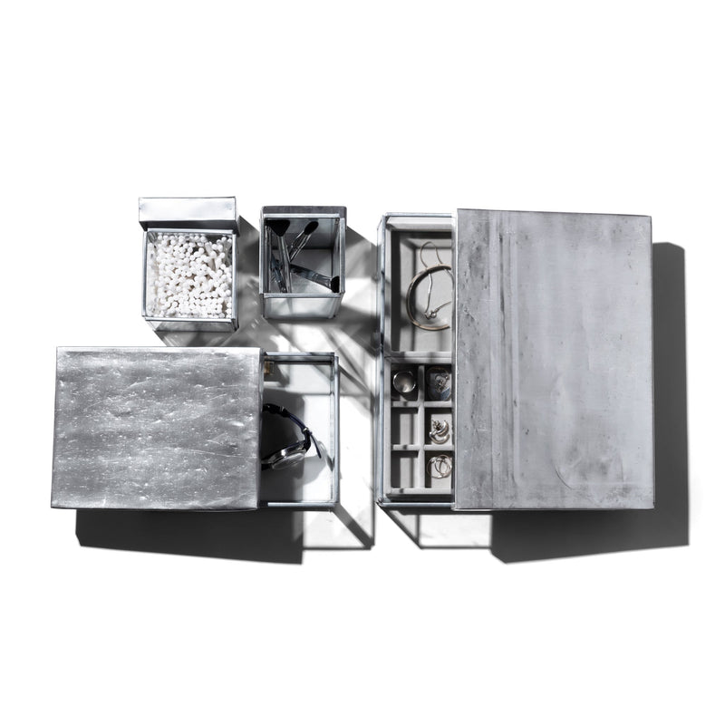 GLASS BOX WITH RECYCLE STEEL LID / Jewelry Single